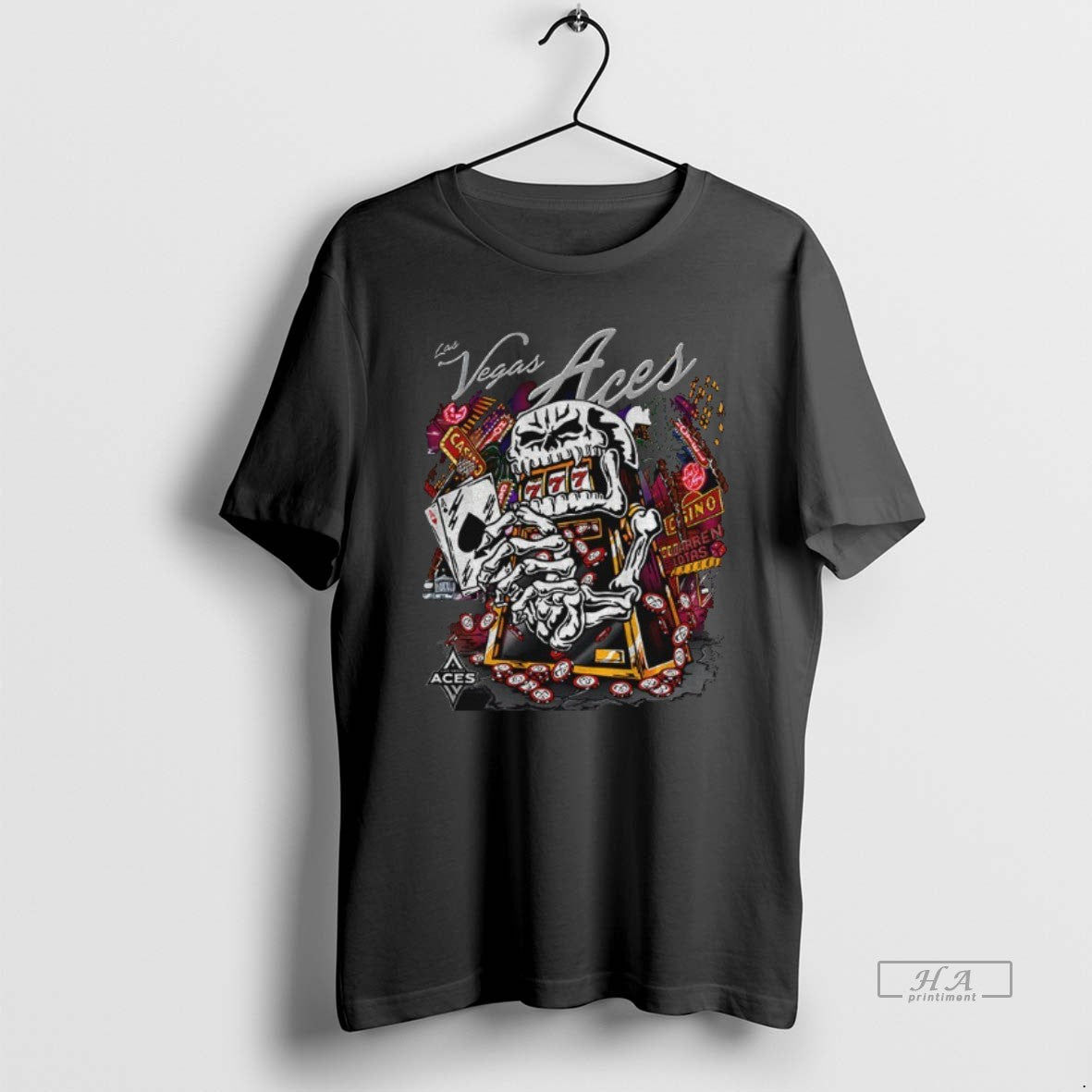 Official Trendy Skull Aces Slot Machine Champion Aja - Adult & Kids T-Shirts, Sweatshirts & Hoodies apparel design preview 1