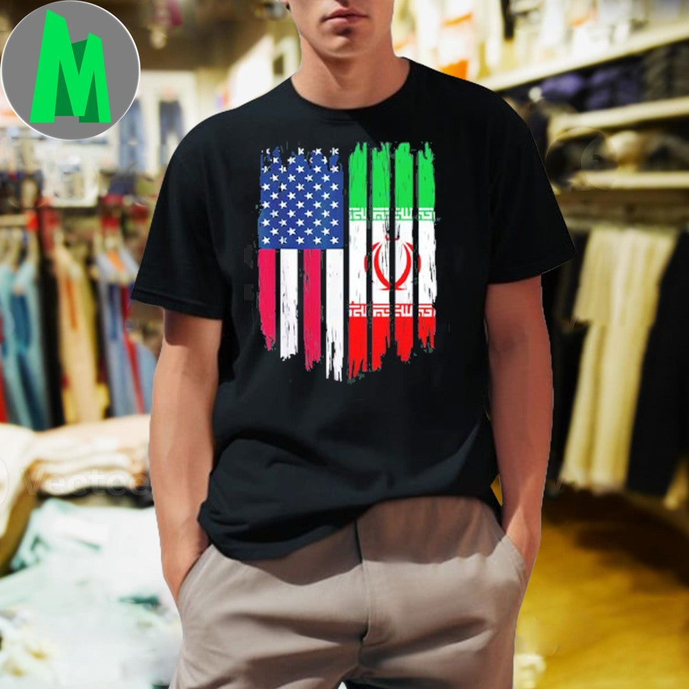 USA Iran Flag Distressed Graphic Political - Adult & Kids T-Shirts, Sweatshirts & Hoodies apparel design preview 1