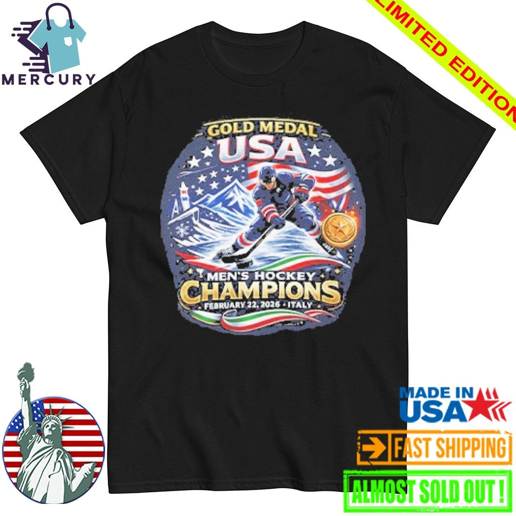 USA Men's Hockey Gold Medal Champions 2026 - Adult & Kids T-Shirts, Sweatshirts & Hoodies apparel design preview 1
