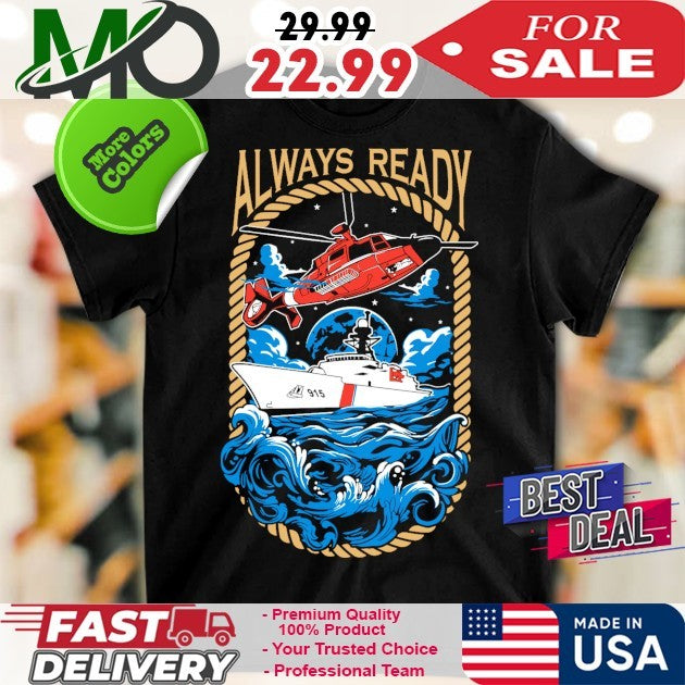 USCG Always Ready Plane and Boat 915 - Adult & Kids T-Shirts, Sweatshirts & Hoodies apparel design preview 1