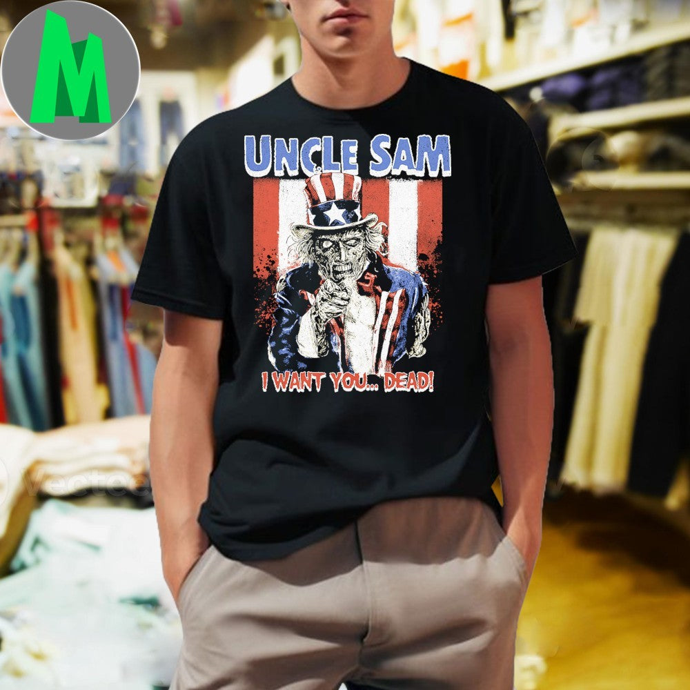 Uncle Sam I Want You… Dead! Zombie American Flag - Adult & Kids T-Shirts, Sweatshirts & Hoodies apparel design preview 1