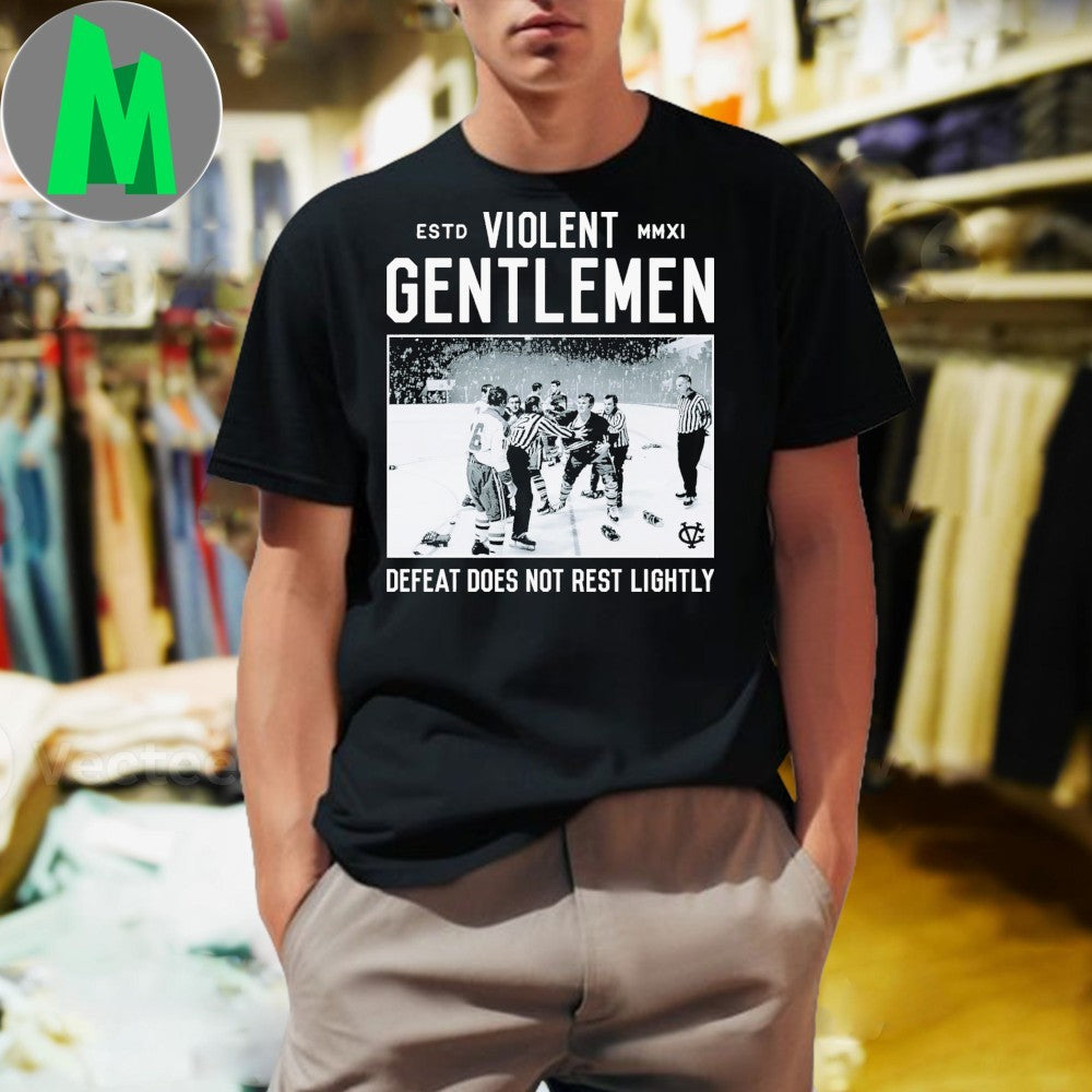 Violent Gentlemen Hockey Fight Graphic Defeat Does - Adult & Kids T-Shirts, Sweatshirts & Hoodies apparel design preview 1