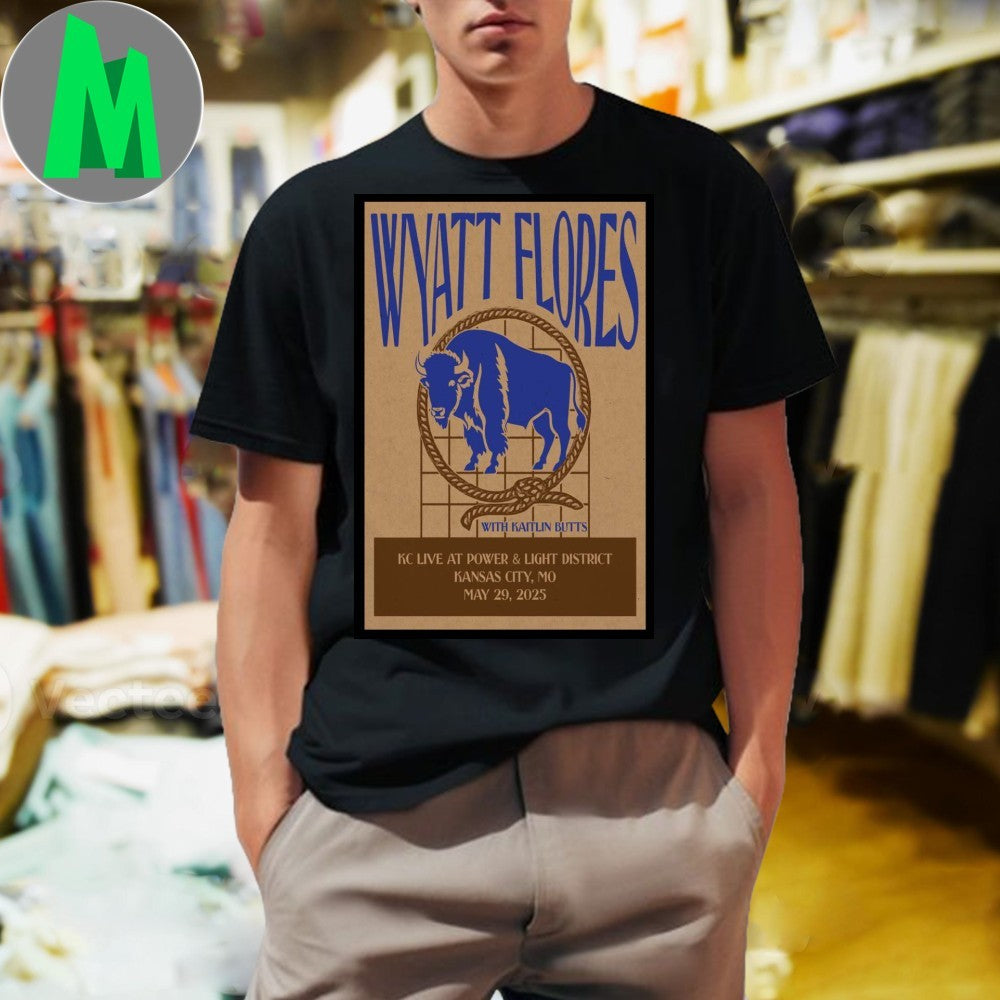 Wyatt Flores Kansas City 2025 Concert Poster Country - Adult & Kids T-Shirts, Sweatshirts & Hoodies apparel design preview 1