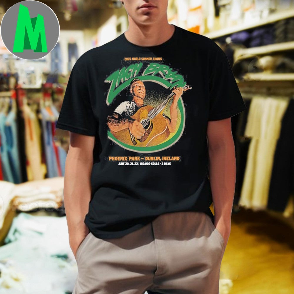 Zach Bryan 2025 World Summer Shows Dublin Ireland - Adult & Kids T-Shirts, Sweatshirts & Hoodies apparel design preview 1