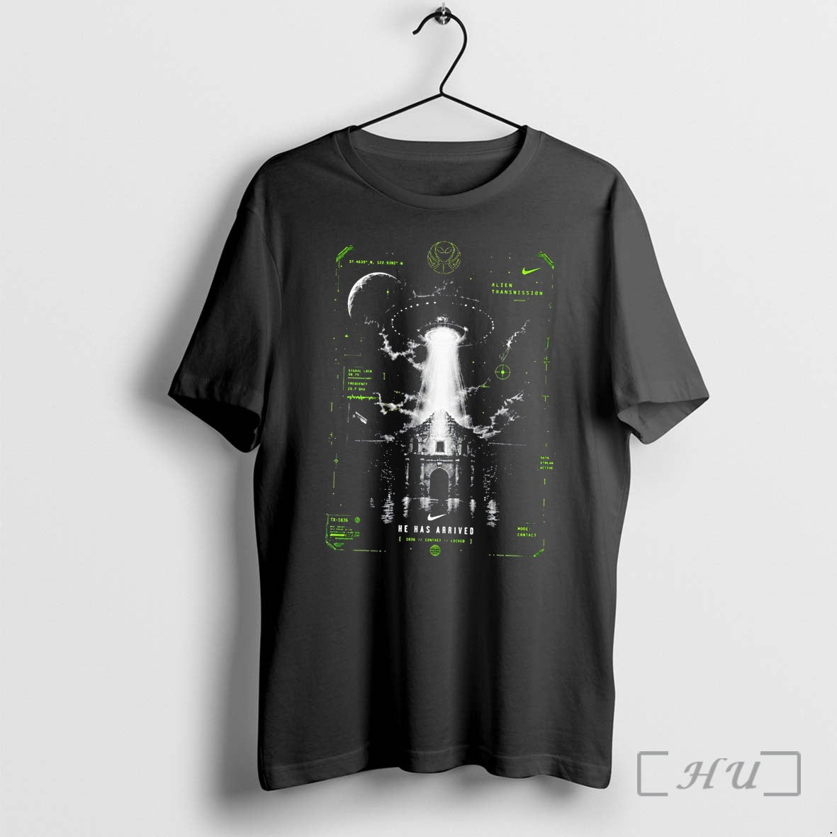 Officials Alien Transmission He Has Arrived Ufo - Adult & Kids T-Shirts, Sweatshirts & Hoodies apparel design preview 1