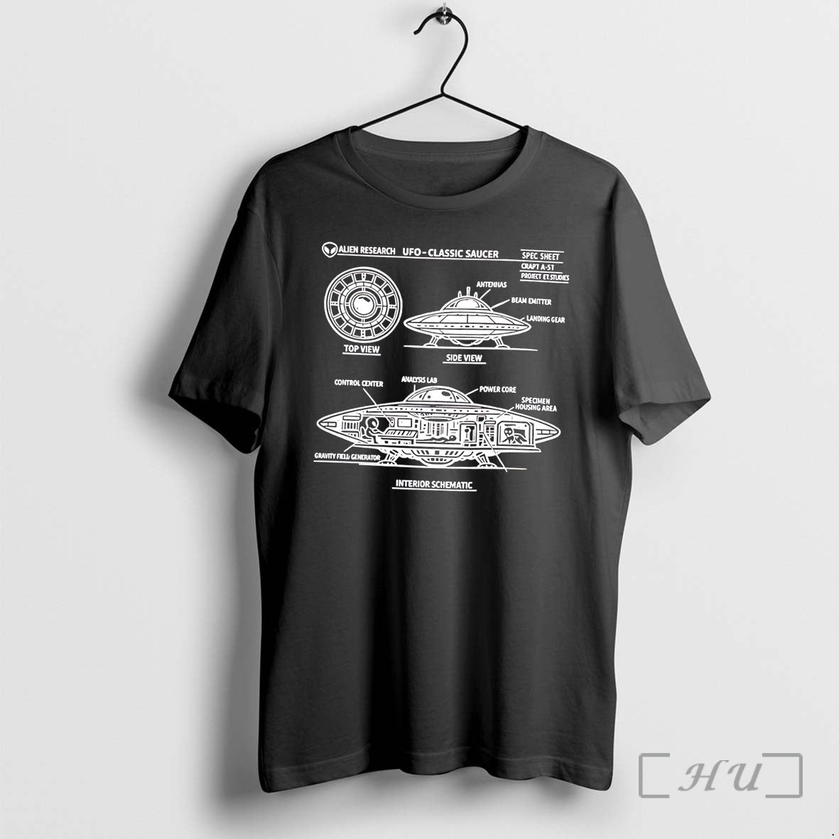 Officials Alien Research Ufo Classic Saucer Spec - Adult & Kids T-Shirts, Sweatshirts & Hoodies apparel design preview 1
