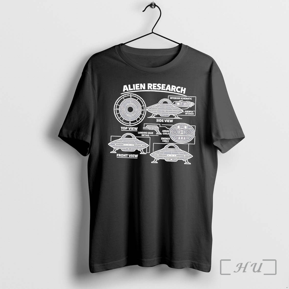 Officials Alien Research Ufo Top View Front Side - Adult & Kids T-Shirts, Sweatshirts & Hoodies apparel design preview 1