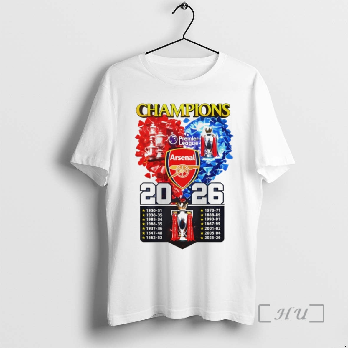 Officials Arsenal Fc Premier League 2026 Champions - Adult & Kids T-Shirts, Sweatshirts & Hoodies apparel design preview 1