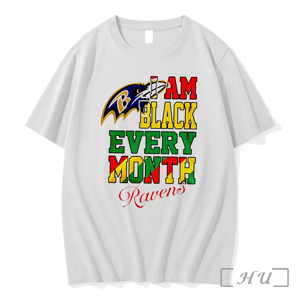 Officials Baltimore Ravens I Am Black Every Month - Adult & Kids T-Shirts, Sweatshirts & Hoodies apparel design preview 1