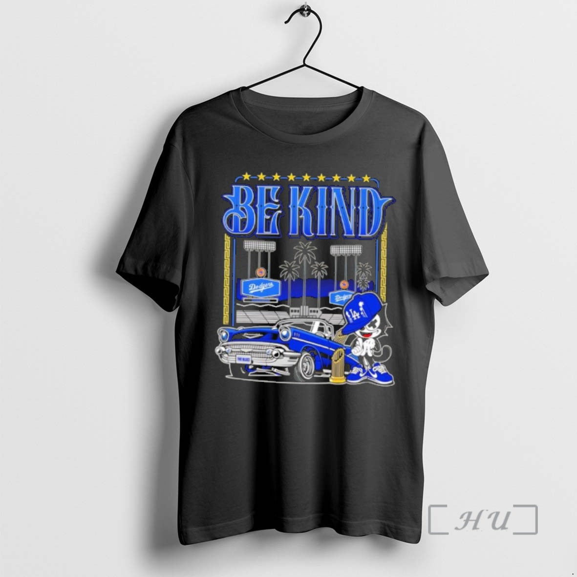 Officials Be Kind La Dodgers Stadium Chevy Bel Air - Adult & Kids T-Shirts, Sweatshirts & Hoodies apparel design preview 1