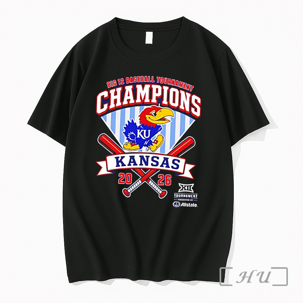 Officials Big 12 Baseball Tournament Champions Kansas - Adult & Kids T-Shirts, Sweatshirts & Hoodies apparel design preview 1