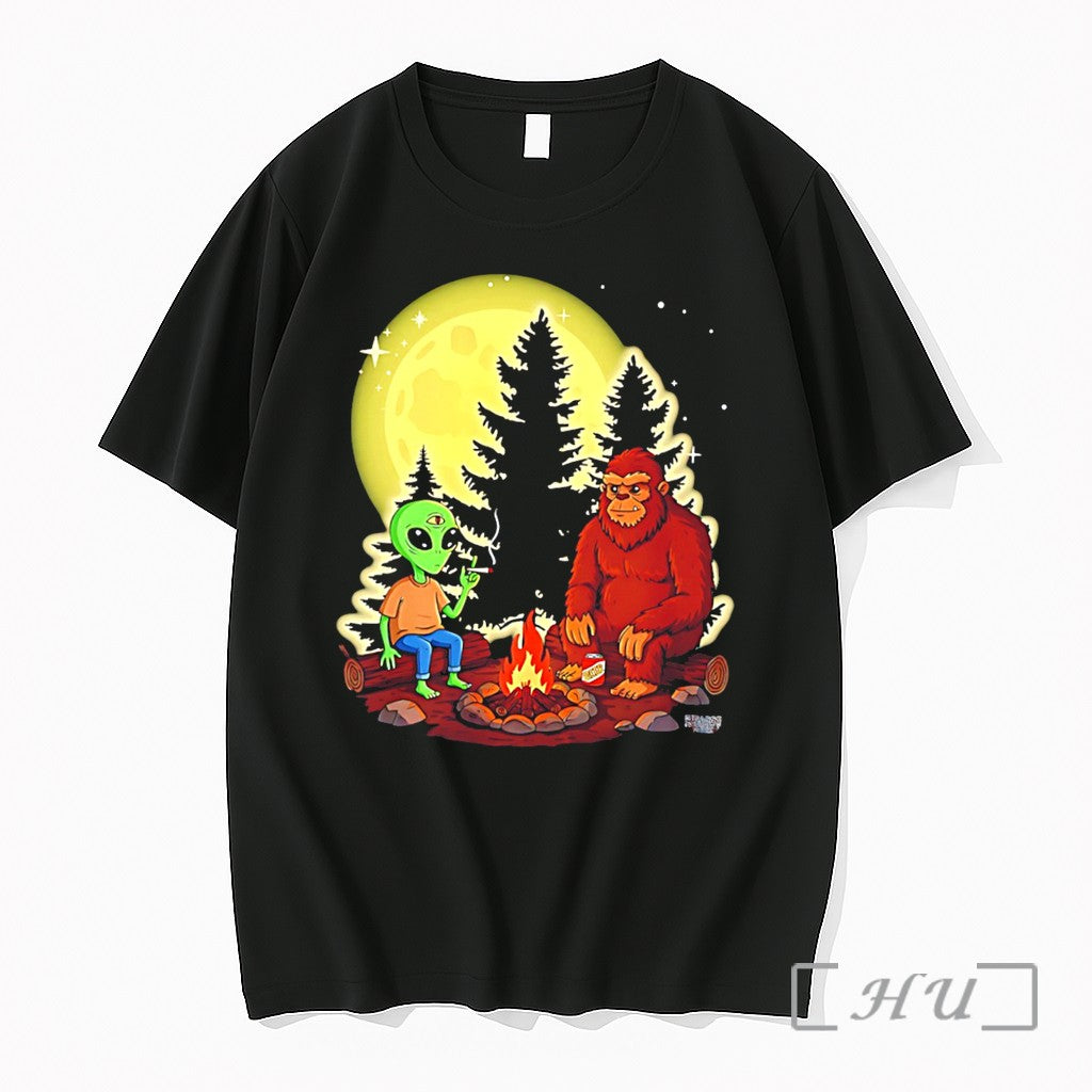 Officials Bigfoot And Alien Camping Vintage - Adult & Kids T-Shirts, Sweatshirts & Hoodies apparel design preview 1
