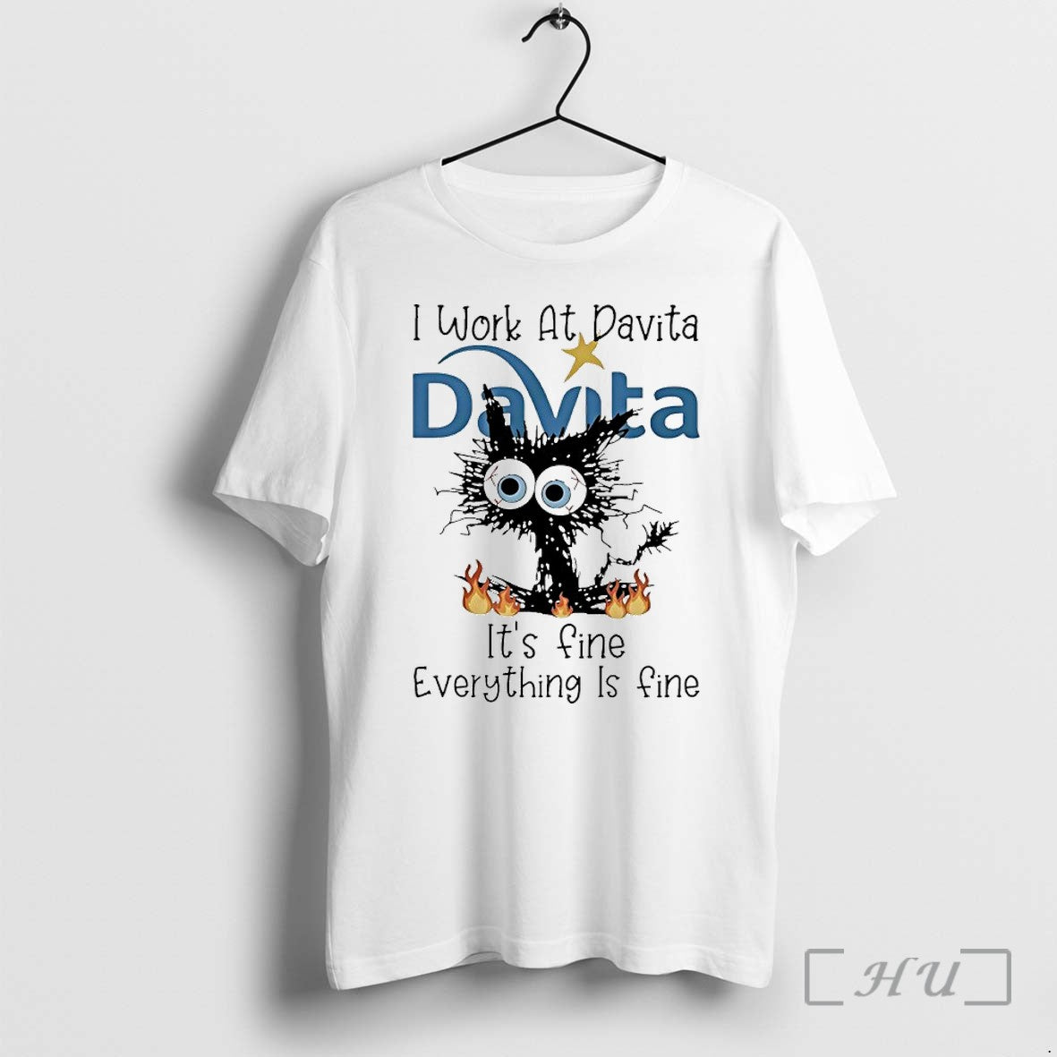 Officials Black Cat I Work At Davita Its Fine - Adult & Kids T-Shirts, Sweatshirts & Hoodies apparel design preview 1