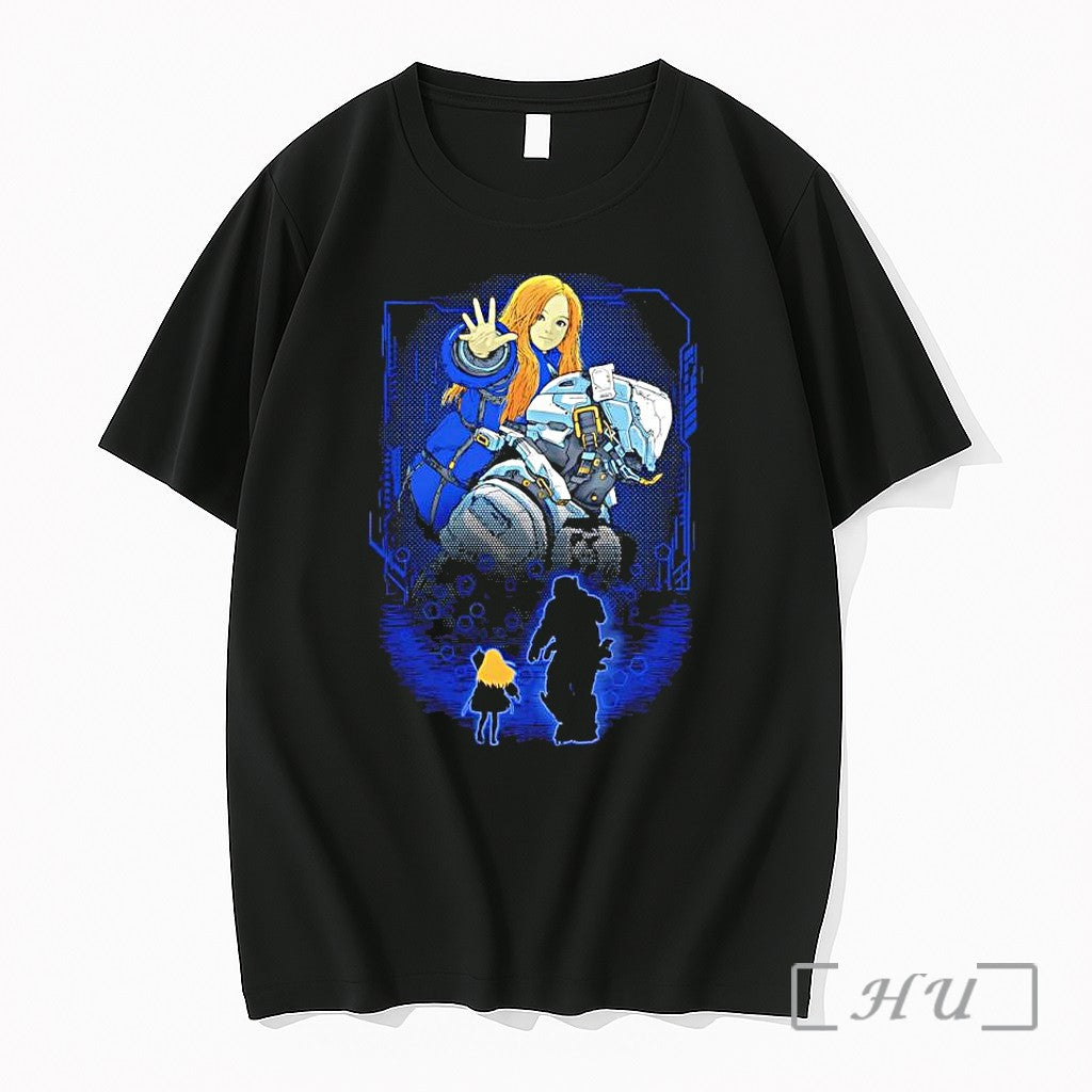 Officials Blonde Girl And Armored Protector Sci Fi - Adult & Kids T-Shirts, Sweatshirts & Hoodies apparel design preview 1
