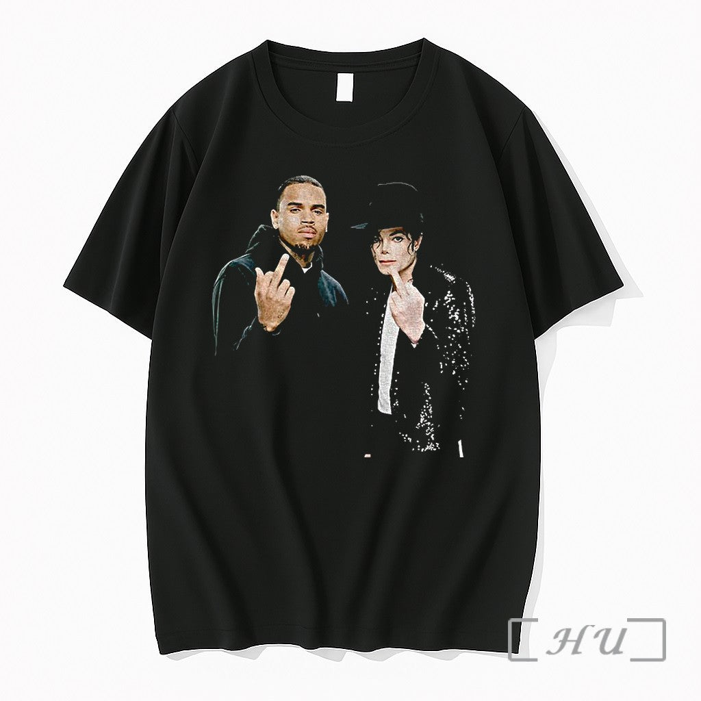 Officials Chris Brown And Mj Middle Finger Photo - Adult & Kids T-Shirts, Sweatshirts & Hoodies apparel design preview 1