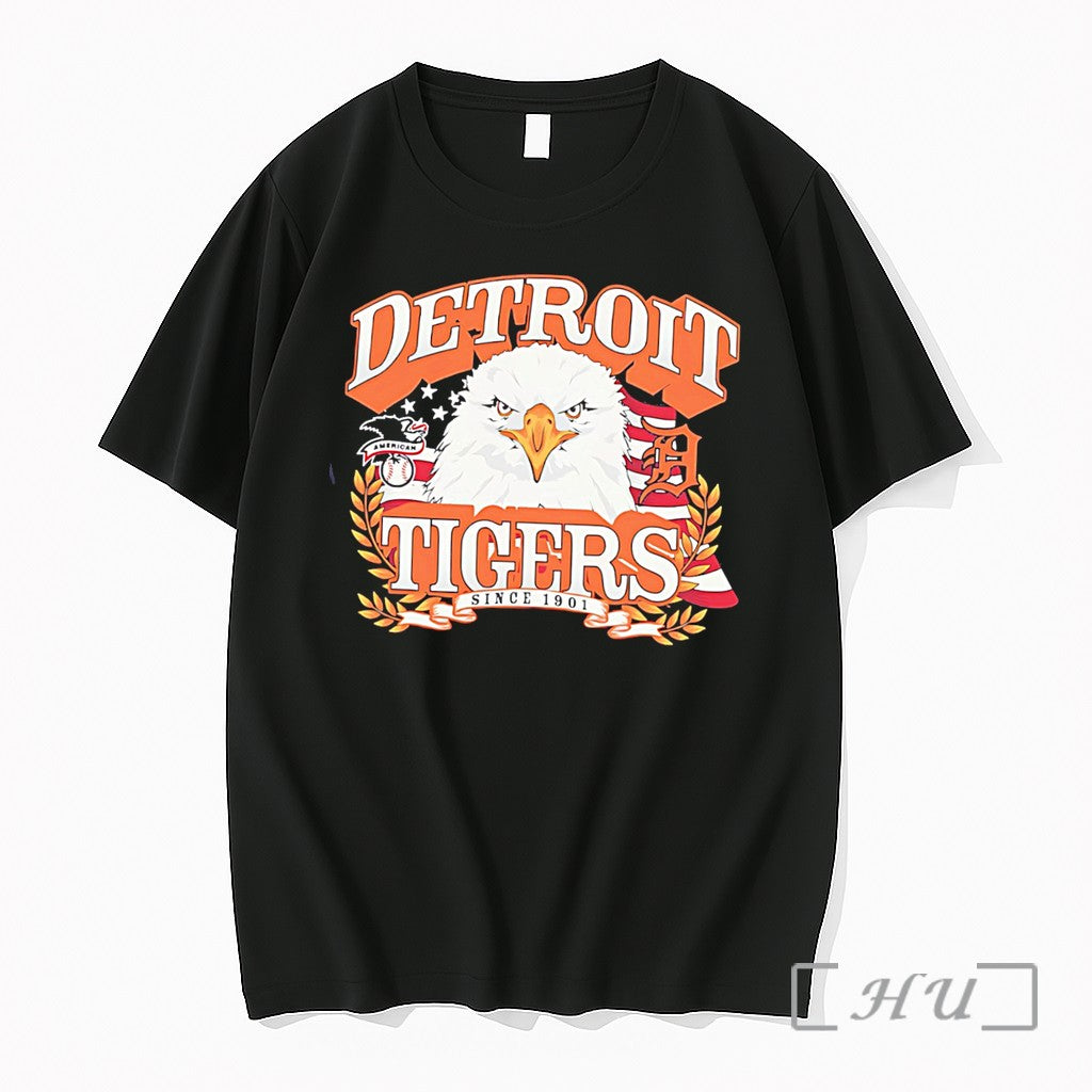 Officials Detroit Tigers Americana Eagle Celebrating - Adult & Kids T-Shirts, Sweatshirts & Hoodies apparel design preview 1