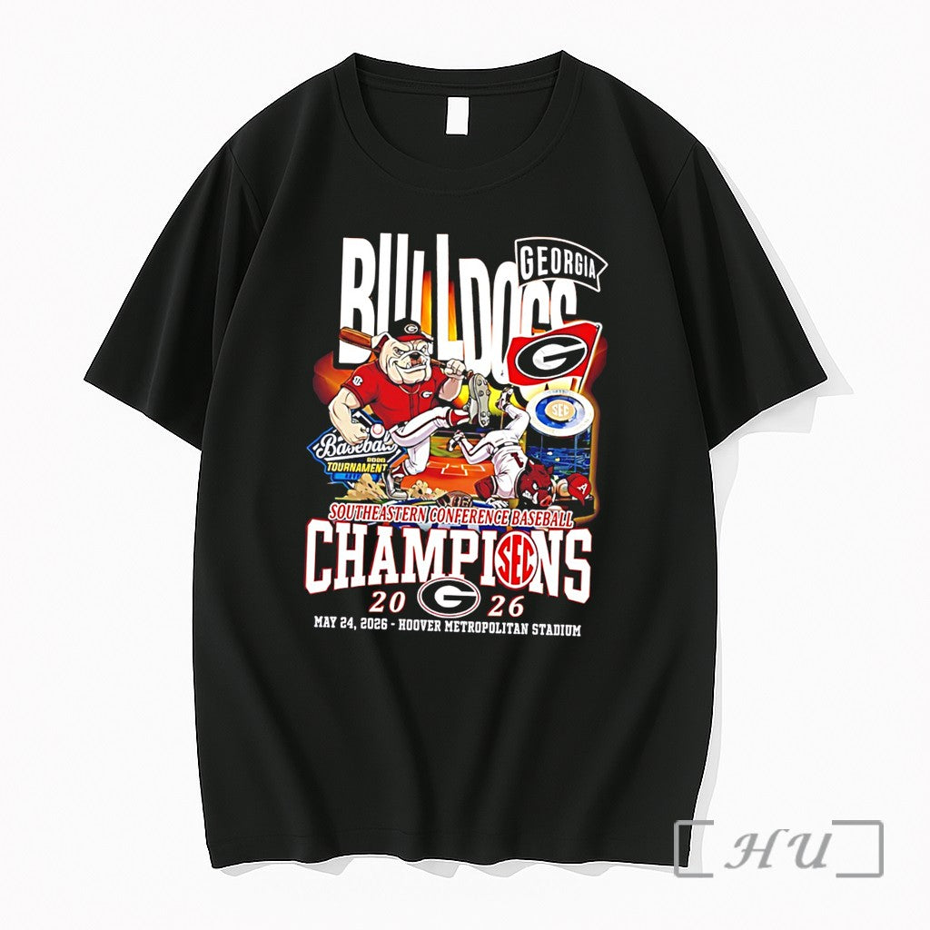 Officials Georgia Bulldogs 2026 Sec Champions Mascot - Adult & Kids T-Shirts, Sweatshirts & Hoodies apparel design preview 1