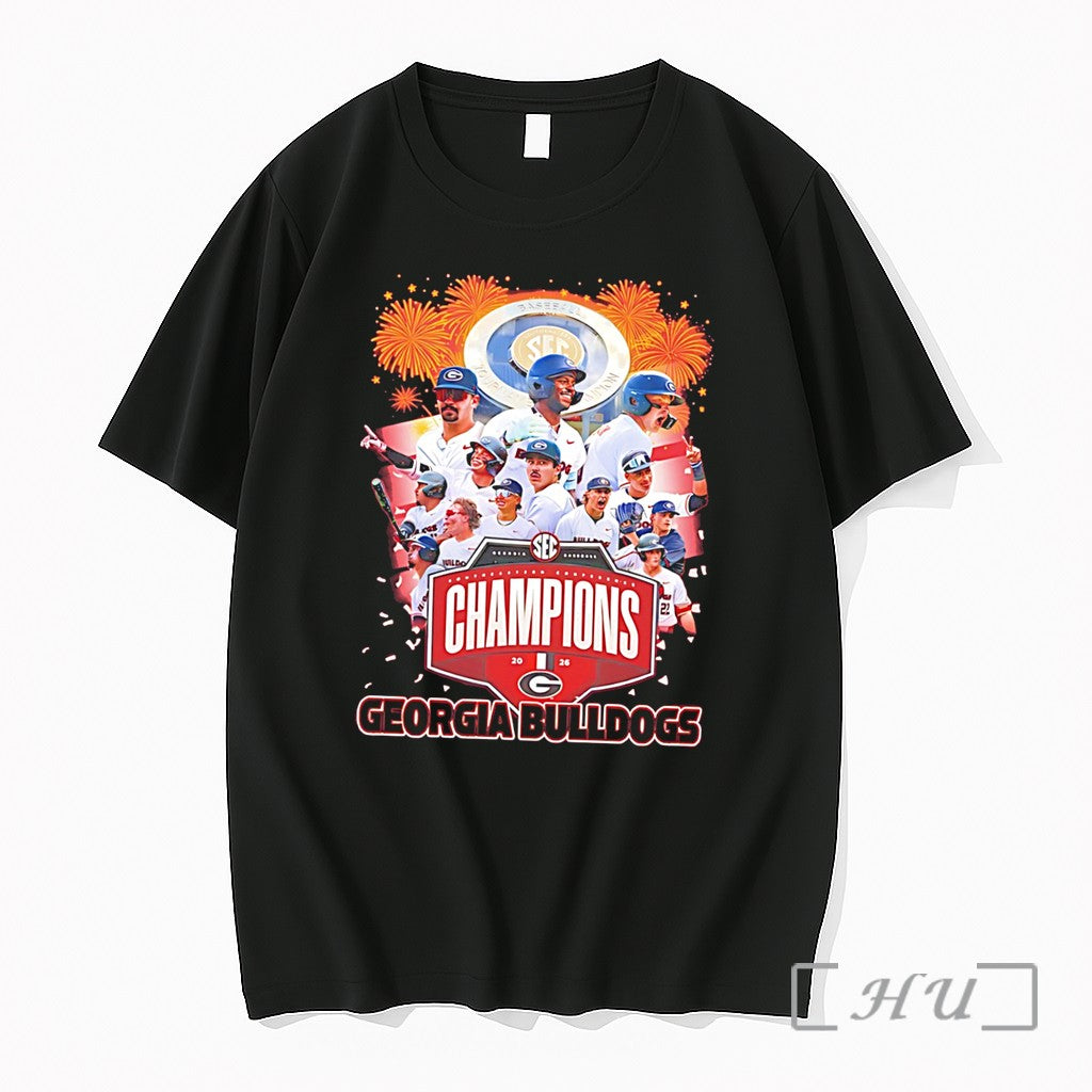 Officials Georgia Bulldogs Sec Champions 2026 Team - Adult & Kids T-Shirts, Sweatshirts & Hoodies apparel design preview 1