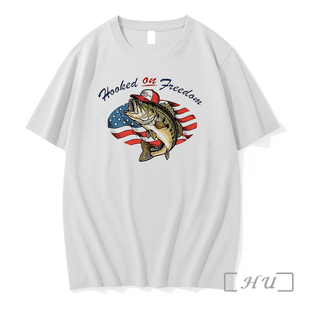 Officials Hooked On Freedom Fish With America Flag - Adult & Kids T-Shirts, Sweatshirts & Hoodies apparel design preview 1
