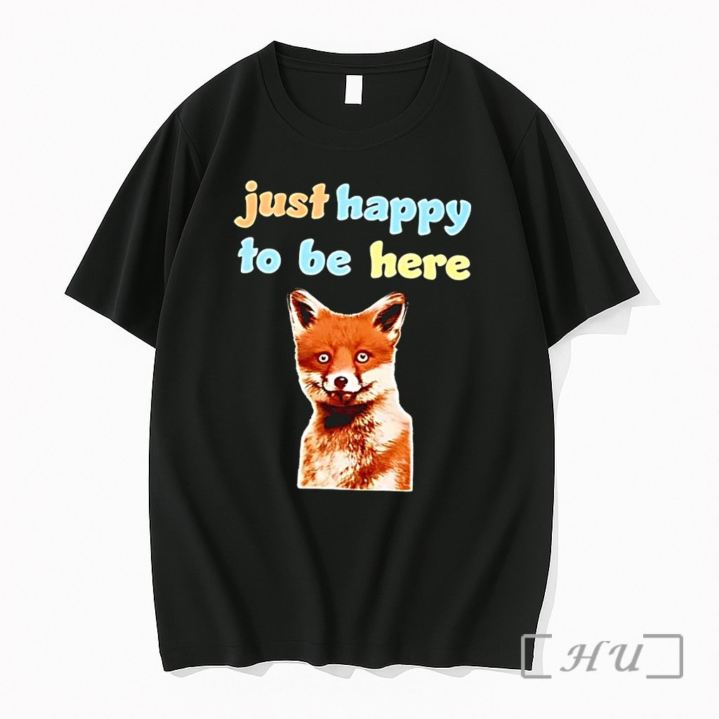 Officials Just Happy To Be Here Smiling Fox Black - Adult & Kids T-Shirts, Sweatshirts & Hoodies apparel design preview 1