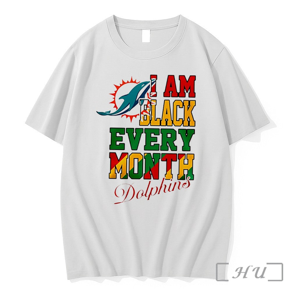 Officials Miami Dolphins I Am Black Every Month Logo - Adult & Kids T-Shirts, Sweatshirts & Hoodies apparel design preview 1