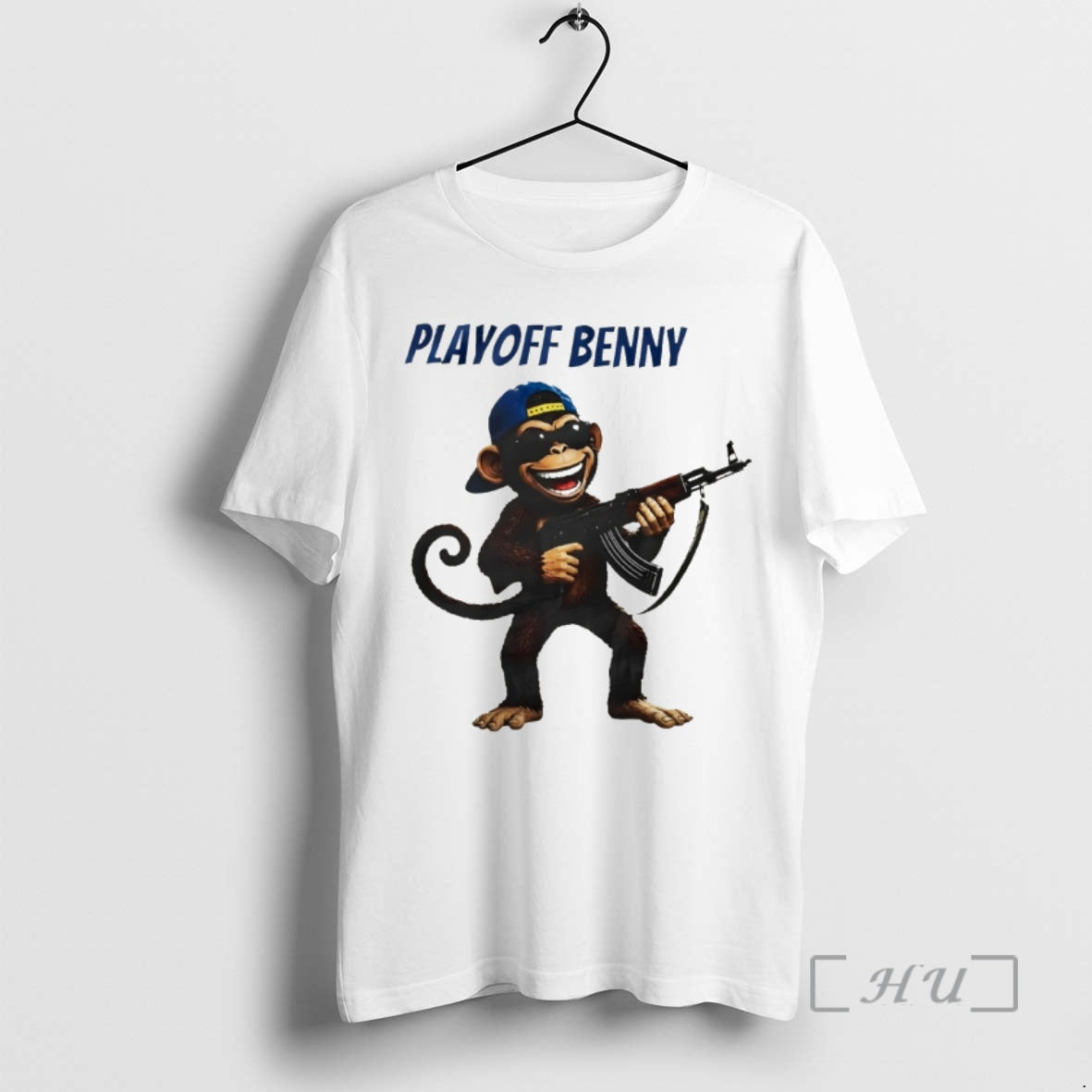 Officials Monkey Holding Gun Playoffs Benny Meme - Adult & Kids T-Shirts, Sweatshirts & Hoodies apparel design preview 1