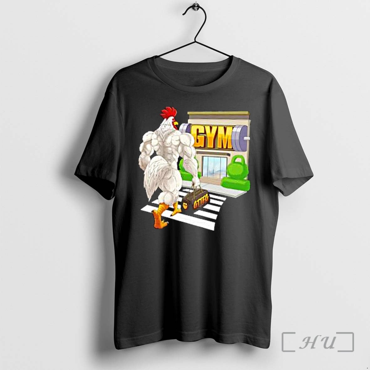 Officials Muscular White Rooster Walking On Zebra - Adult & Kids T-Shirts, Sweatshirts & Hoodies apparel design preview 1