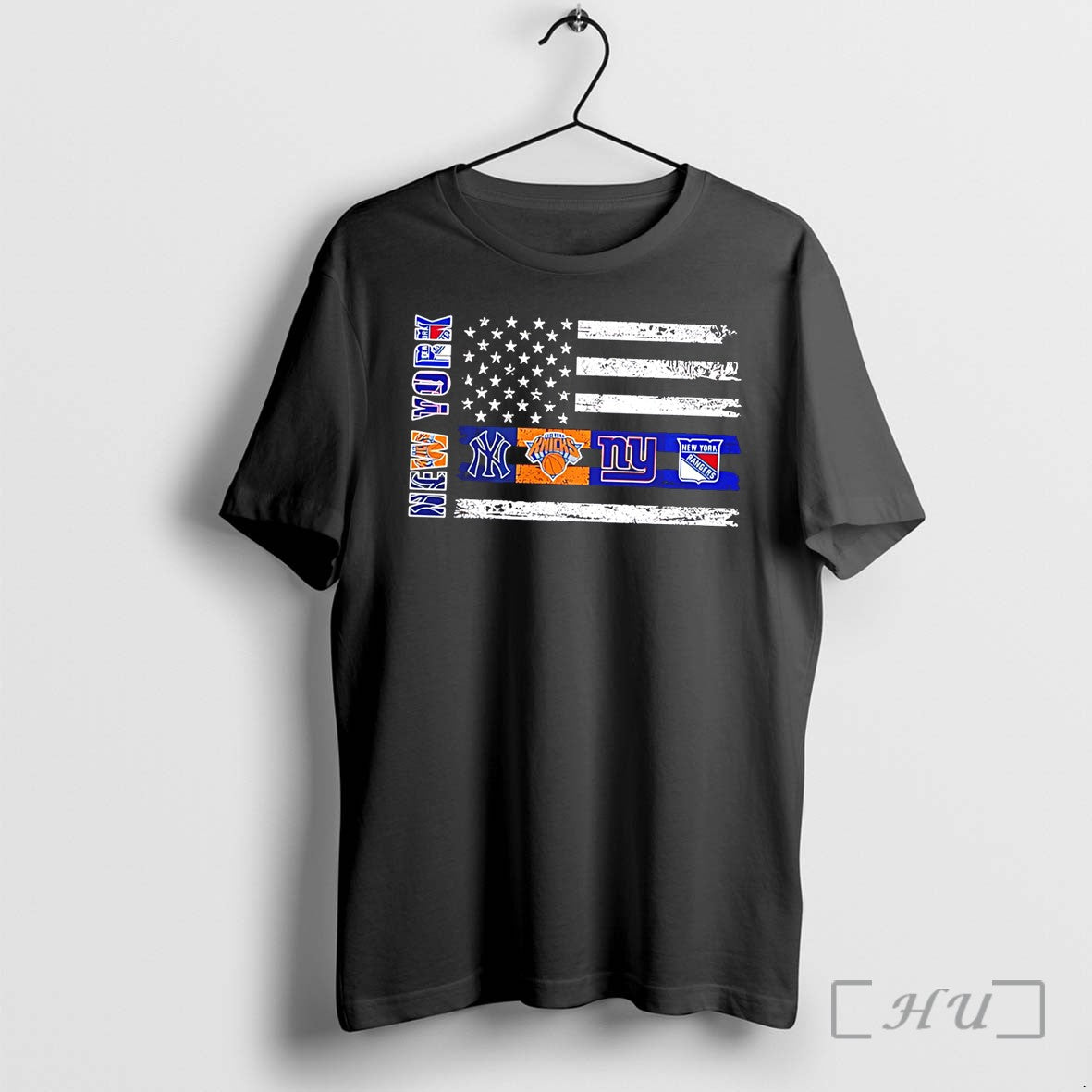 Officials New York City Sports Teams Logos Flag - Adult & Kids T-Shirts, Sweatshirts & Hoodies apparel design preview 1