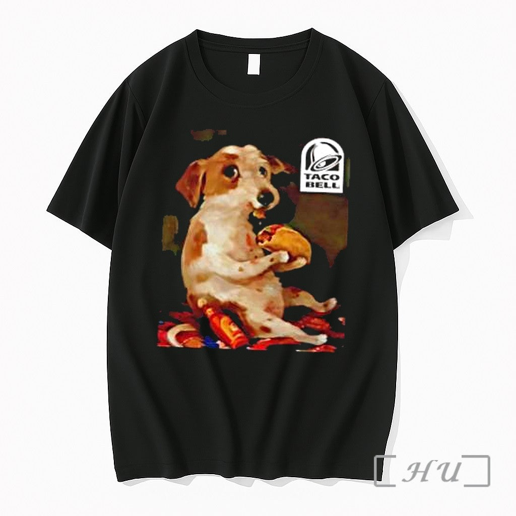 Officials Painterly Dog Eating Taco Bell Hot Sauce - Adult & Kids T-Shirts, Sweatshirts & Hoodies apparel design preview 1