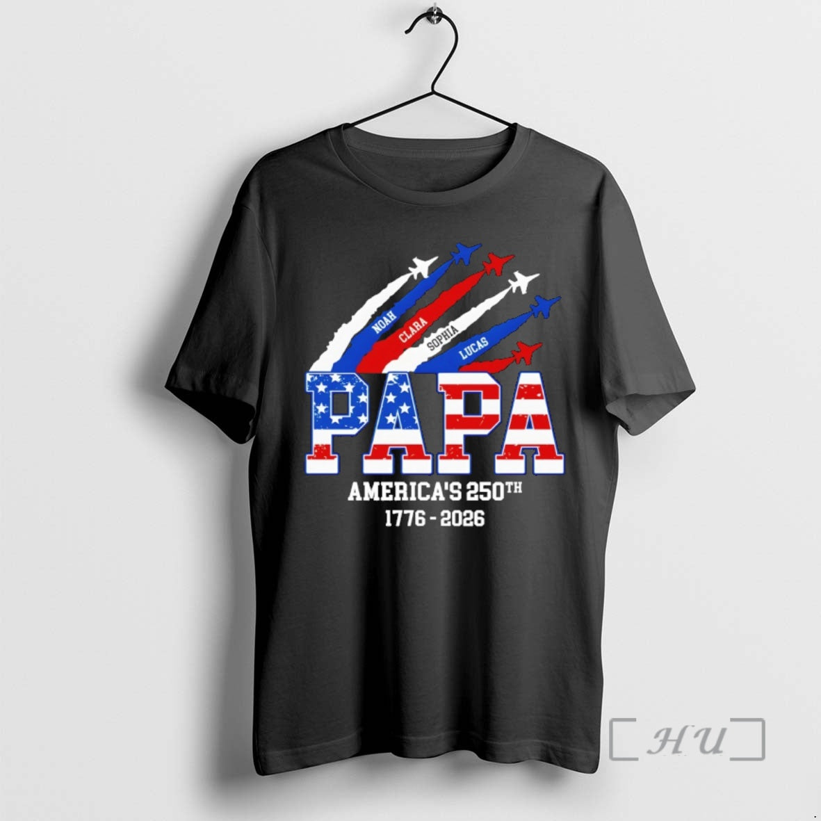 Officials Personalized Papa America 250th Anniversary - Adult & Kids T-Shirts, Sweatshirts & Hoodies apparel design preview 1