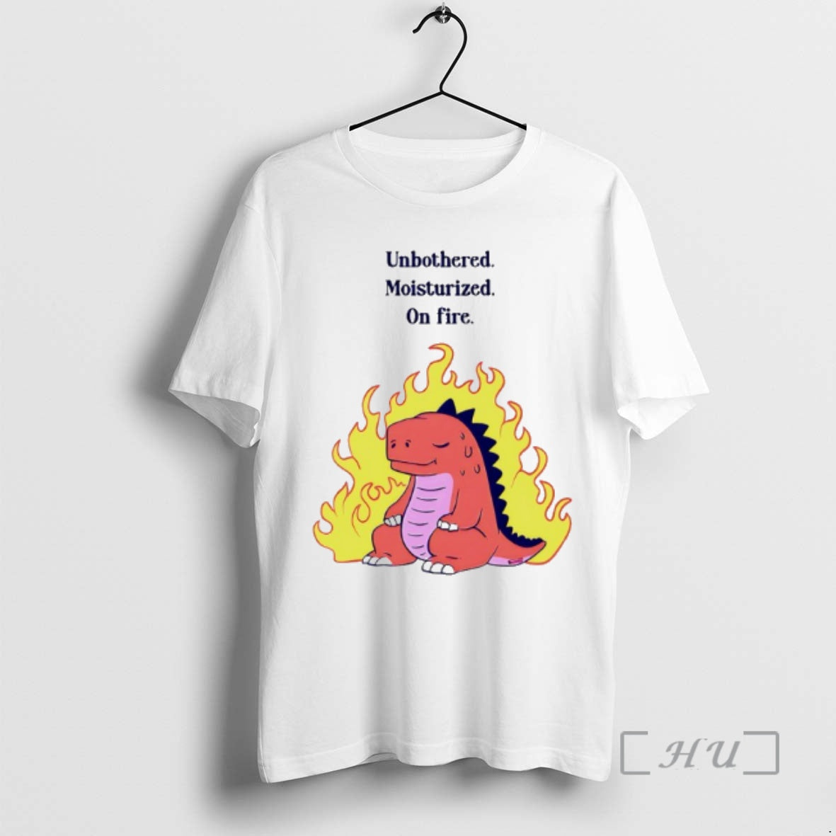 Officials Red Dinosaur Unbothered Moisturized On Fire - Adult & Kids T-Shirts, Sweatshirts & Hoodies apparel design preview 1