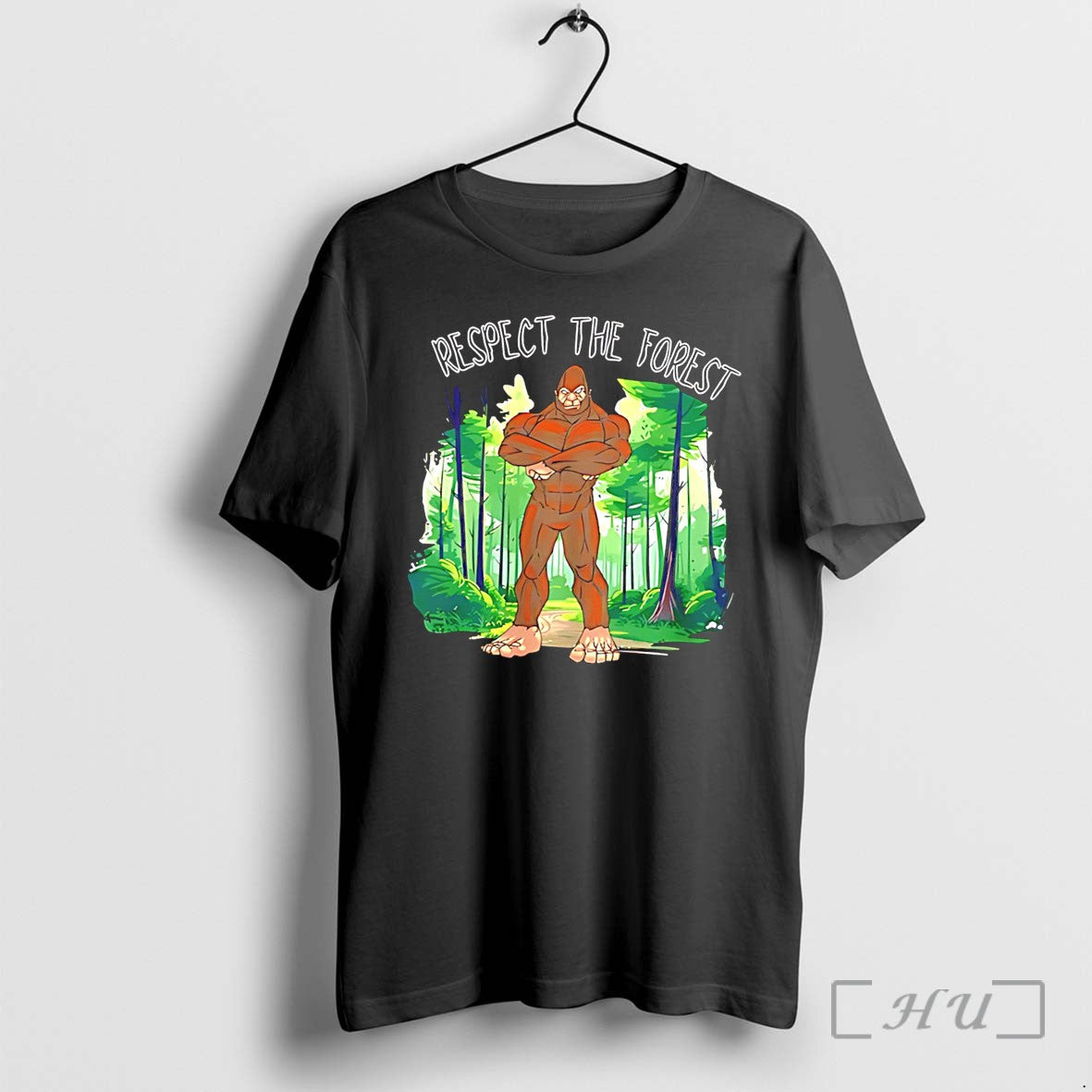 Officials Respect The Forest With Bigfoot Cartoon - Adult & Kids T-Shirts, Sweatshirts & Hoodies apparel design preview 1