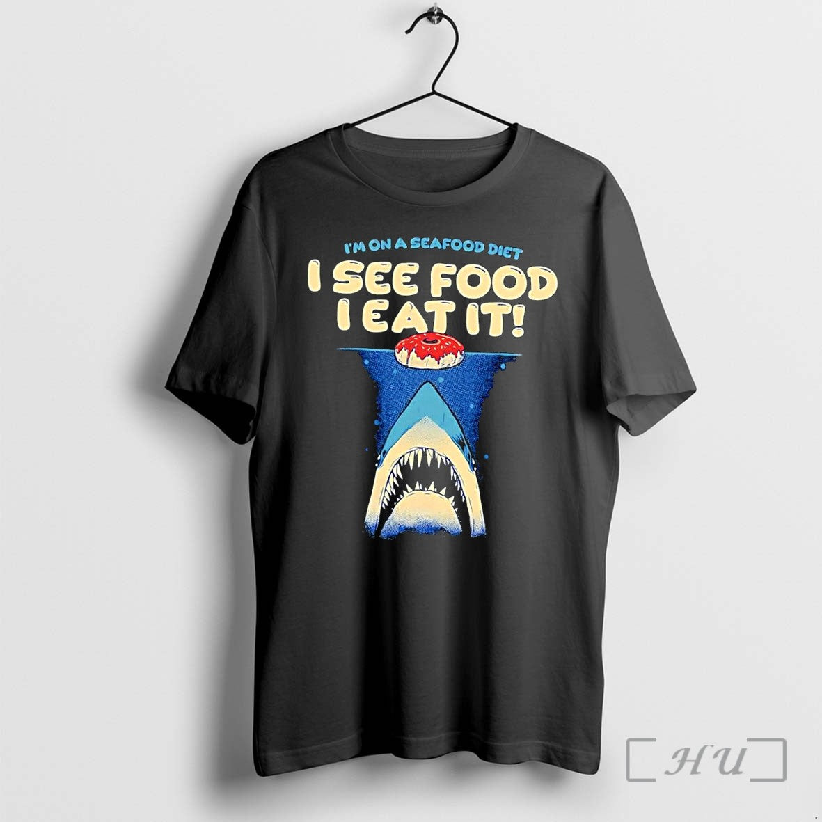 Officials Seafood Diet I See Food Eat It Shark Donut - Adult & Kids T-Shirts, Sweatshirts & Hoodies apparel design preview 1