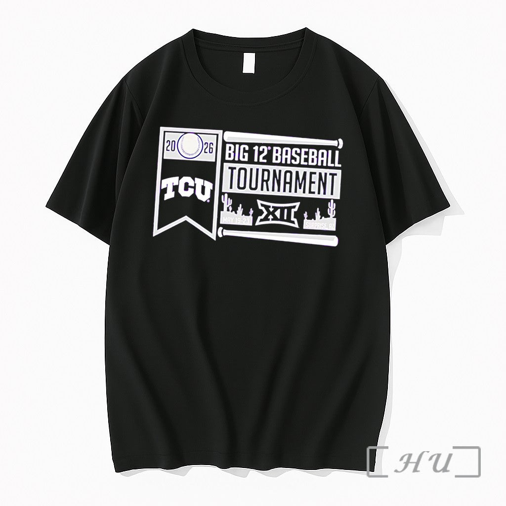 Officials Tcu Horned Frogs 2026 Big 12 Baseball - Adult & Kids T-Shirts, Sweatshirts & Hoodies apparel design preview 1