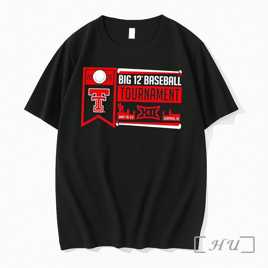 Officials Texas Tech Red Raiders 2026 Big 12 Baseball - Adult & Kids T-Shirts, Sweatshirts & Hoodies apparel design preview 1