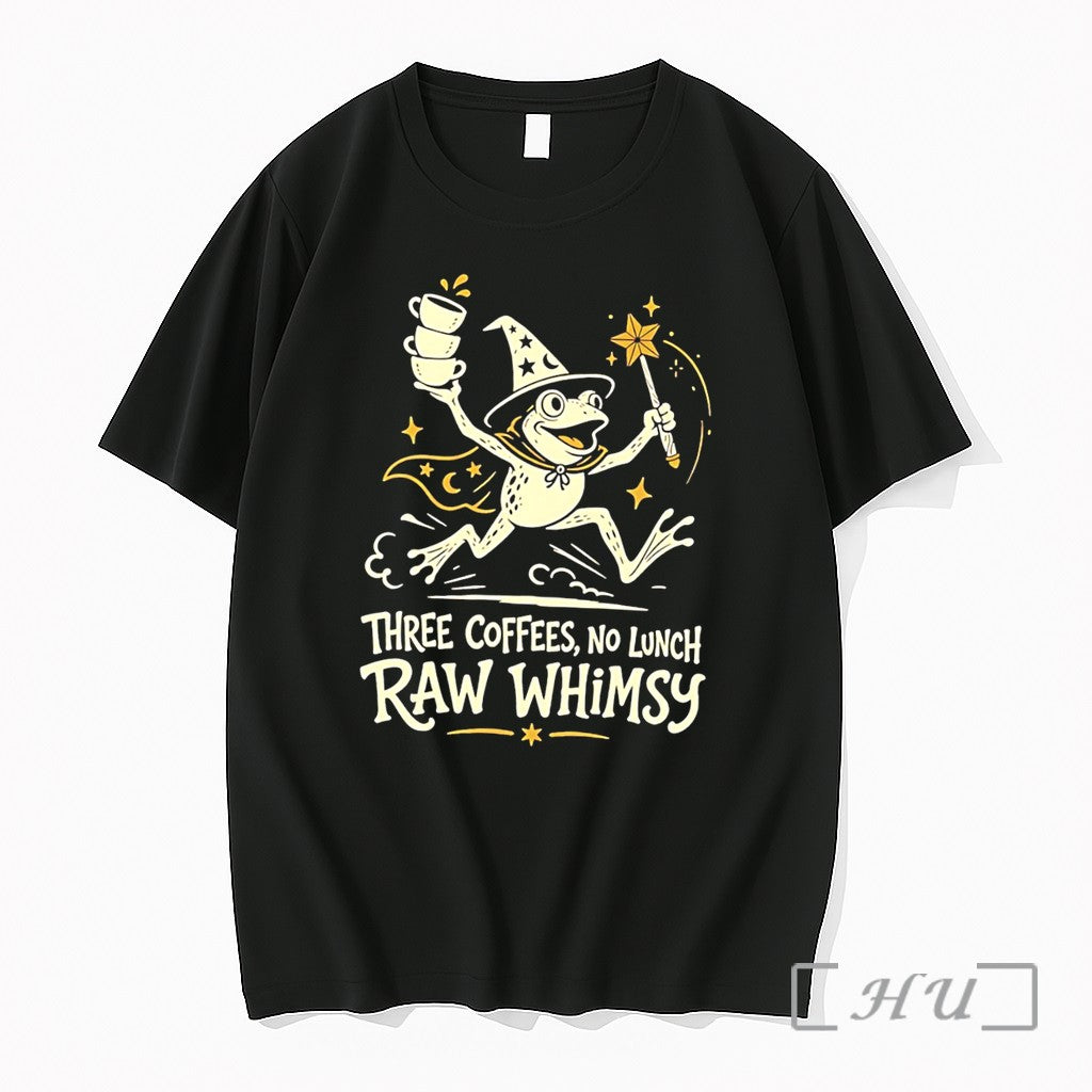 Officials Three Coffees No Lunch Raw Whimsy Frog - Adult & Kids T-Shirts, Sweatshirts & Hoodies apparel design preview 1