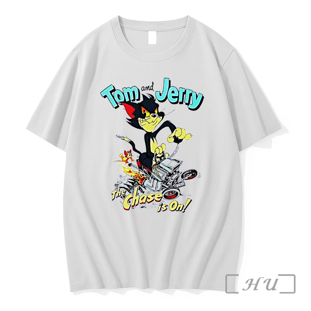 Officials Tom And Jerry The Chase Is On Hot Rod White - Adult & Kids T-Shirts, Sweatshirts & Hoodies apparel design preview 1