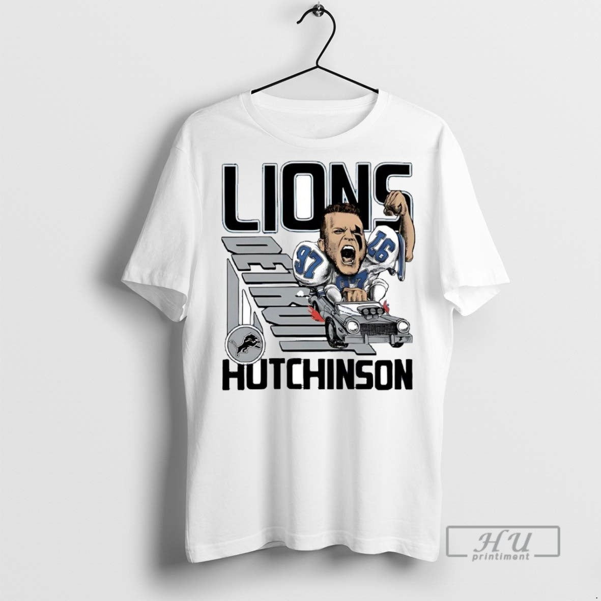 Officials Trending Aidan Hutchinson Racer Caricature - Adult & Kids T-Shirts, Sweatshirts & Hoodies apparel design preview 1