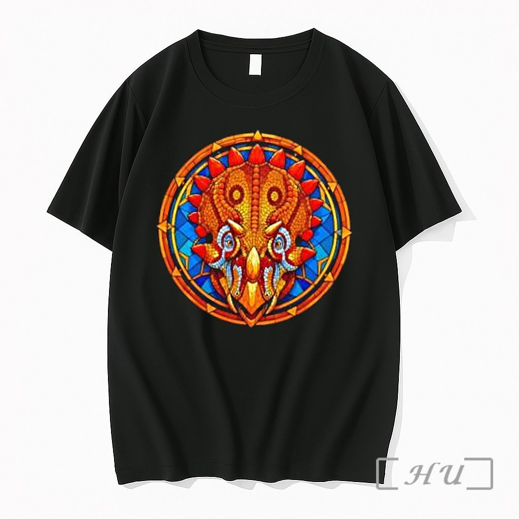 Officials Triceratops Dinosaur Head Stained Glass - Adult & Kids T-Shirts, Sweatshirts & Hoodies apparel design preview 1