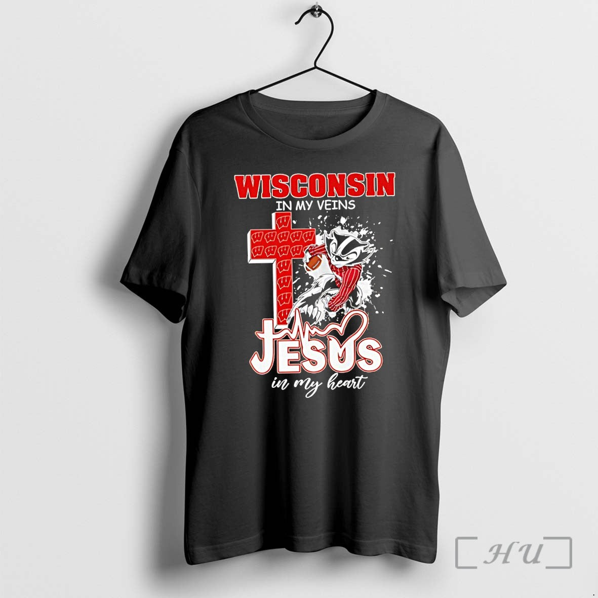 Officials Wisconsin Badgers Football In My Veins - Adult & Kids T-Shirts, Sweatshirts & Hoodies apparel design preview 1