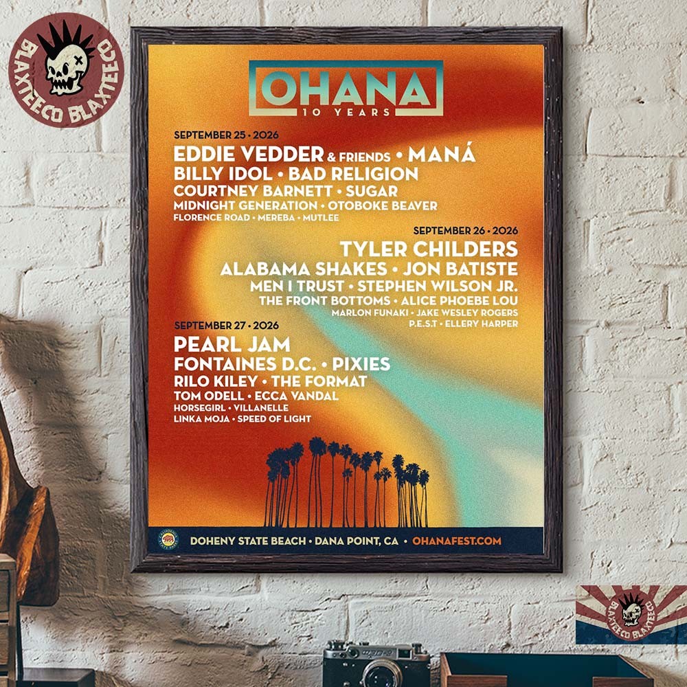 Ohana Festival 2026 Celebrating 10 Years Full Lineup - Adult & Kids T-Shirts, Sweatshirts & Hoodies apparel design preview 1
