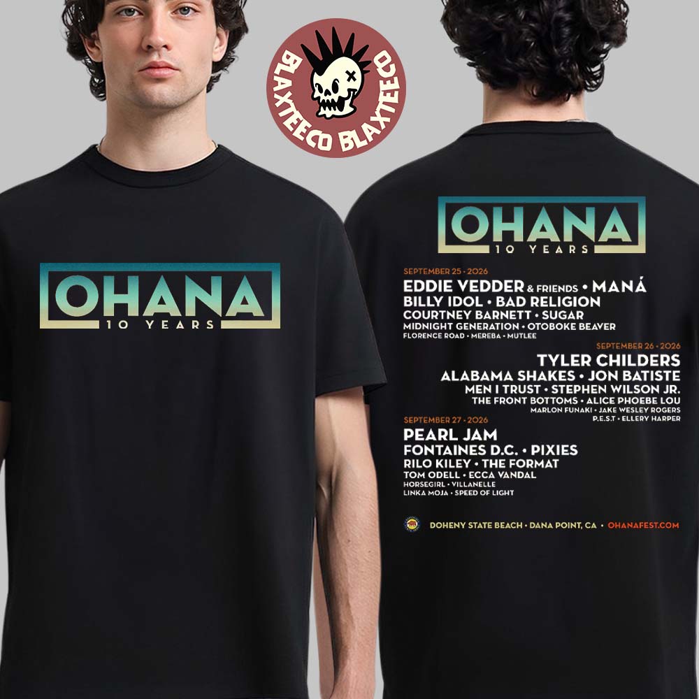 Ohana Festival 2026 Celebrating 10 Years Full Lineup - Adult & Kids T-Shirts, Sweatshirts & Hoodies apparel design preview 1