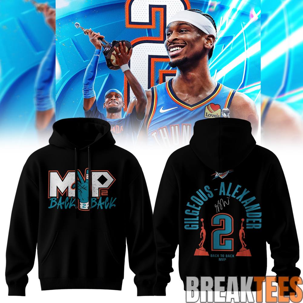 Oklahoma City Thunder 2026 MVP Back-to-Back Signature - Adult & Kids T-Shirts, Sweatshirts & Hoodies apparel design preview 1
