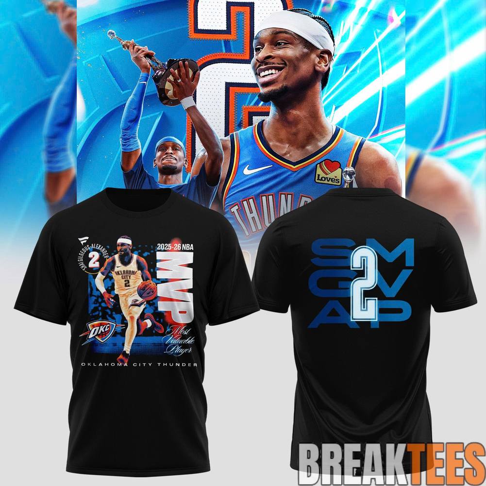 Oklahoma City Thunder Shai Gilgeous-Alexander 2026 - Adult & Kids T-Shirts, Sweatshirts & Hoodies apparel design preview 1