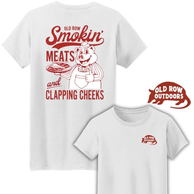 Old Row Smokin' Meats Clapping Cheeks Two Sides - Adult & Kids T-Shirts, Sweatshirts & Hoodies apparel design preview 1