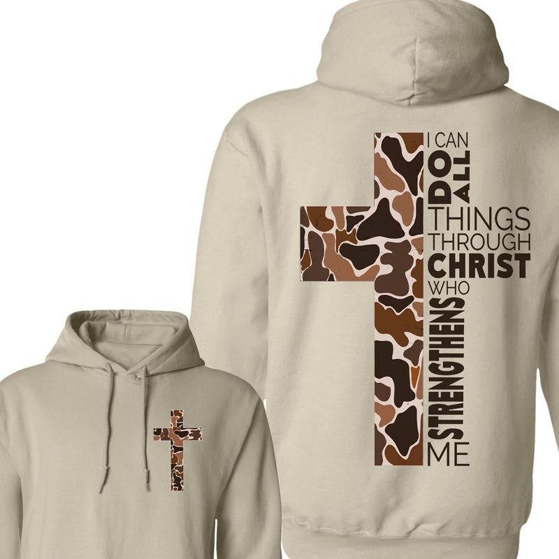 Old School Camo Bottomland Bibler Verse 2 Sided I Can - Adult & Kids T-Shirts, Sweatshirts & Hoodies apparel design preview 1