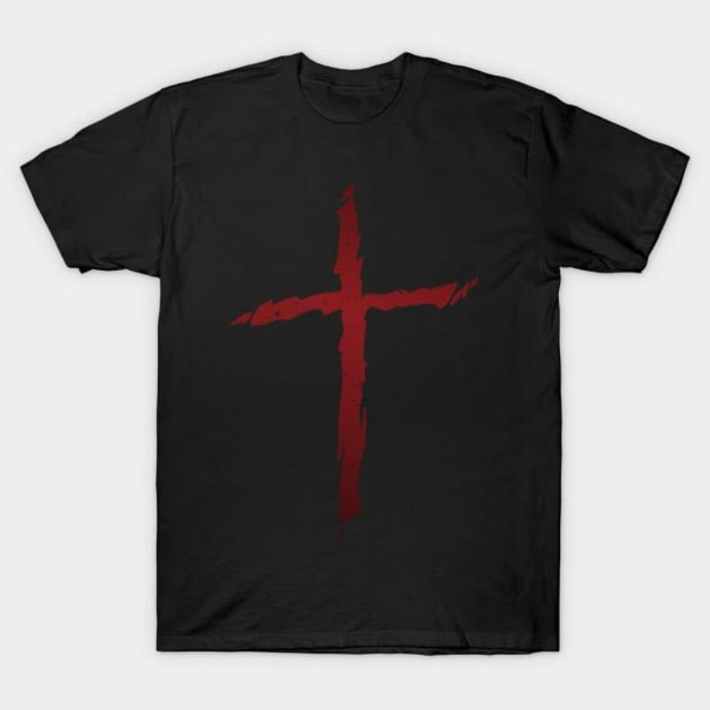 Old Rugged Distressed Christian Cross Red Gradient - Adult & Kids T-Shirts, Sweatshirts & Hoodies apparel design preview 1