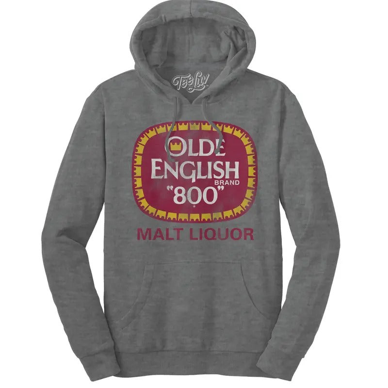 Olde English 800 Malt Liquor Hooded Oxford Gray - Adult & Kids T-Shirts, Sweatshirts & Hoodies apparel design preview 1