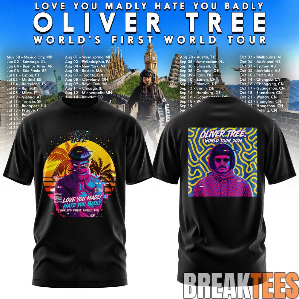 Oliver Tree Love You Madly Hate Badly World Tour 2026 - Adult & Kids T-Shirts, Sweatshirts & Hoodies apparel design preview 1