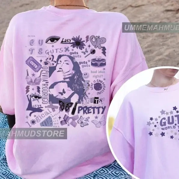 Olivia Guts Tour Two Sides 2024 Concert Bad Idea - Adult & Kids T-Shirts, Sweatshirts & Hoodies apparel design preview 1